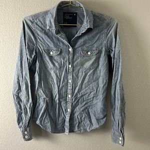 American Eagle Outfitters Denim Blue Chambray Shirt